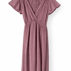 ✨ Baltic Born Mauve Pleated Dress | Girls Size 4–5 | Flutter Sleeve Midi